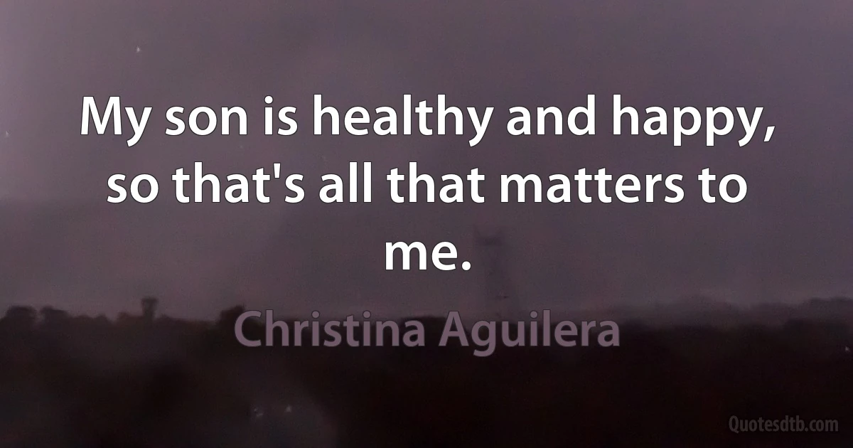 My son is healthy and happy, so that's all that matters to me. (Christina Aguilera)