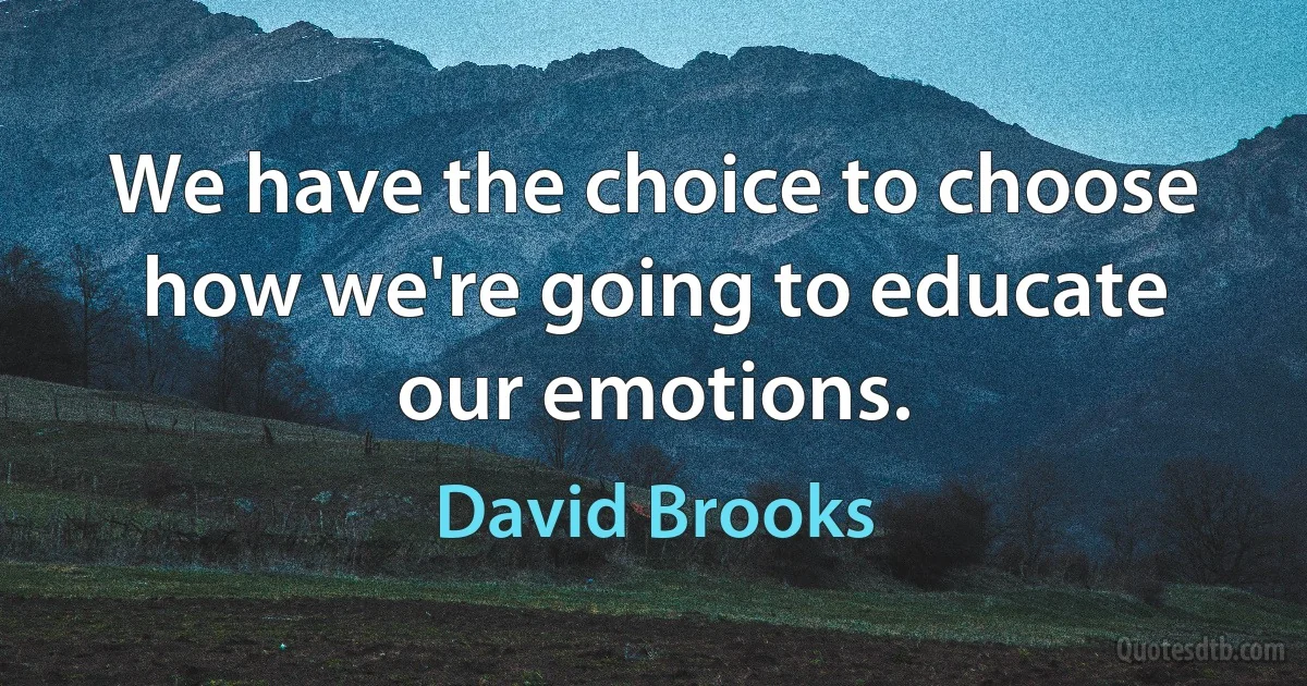 We have the choice to choose how we're going to educate our emotions. (David Brooks)