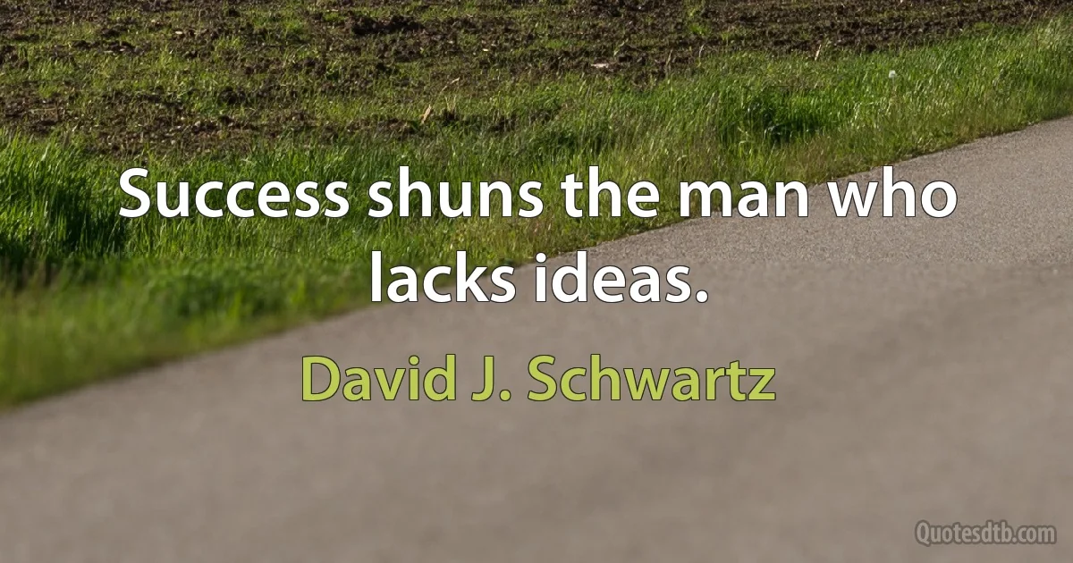 Success shuns the man who lacks ideas. (David J. Schwartz)