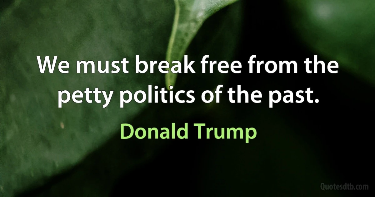 We must break free from the petty politics of the past. (Donald Trump)