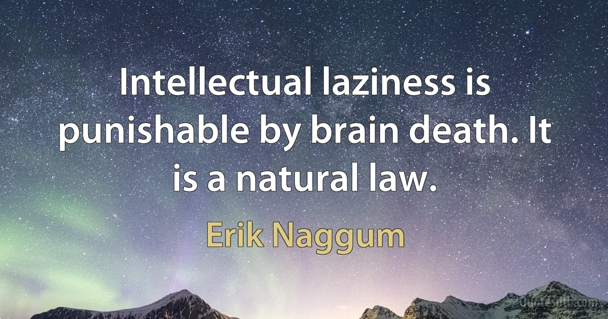 Intellectual laziness is punishable by brain death. It is a natural law. (Erik Naggum)