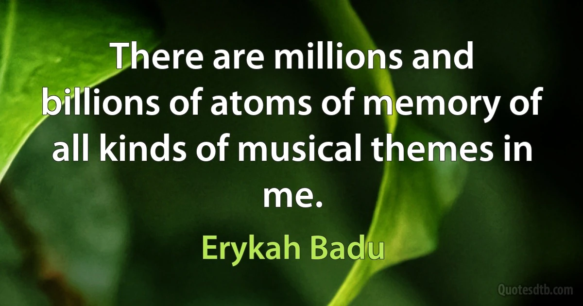 There are millions and billions of atoms of memory of all kinds of musical themes in me. (Erykah Badu)