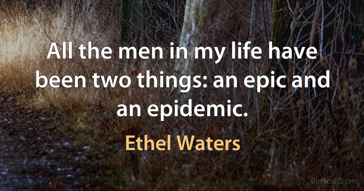 All the men in my life have been two things: an epic and an epidemic. (Ethel Waters)