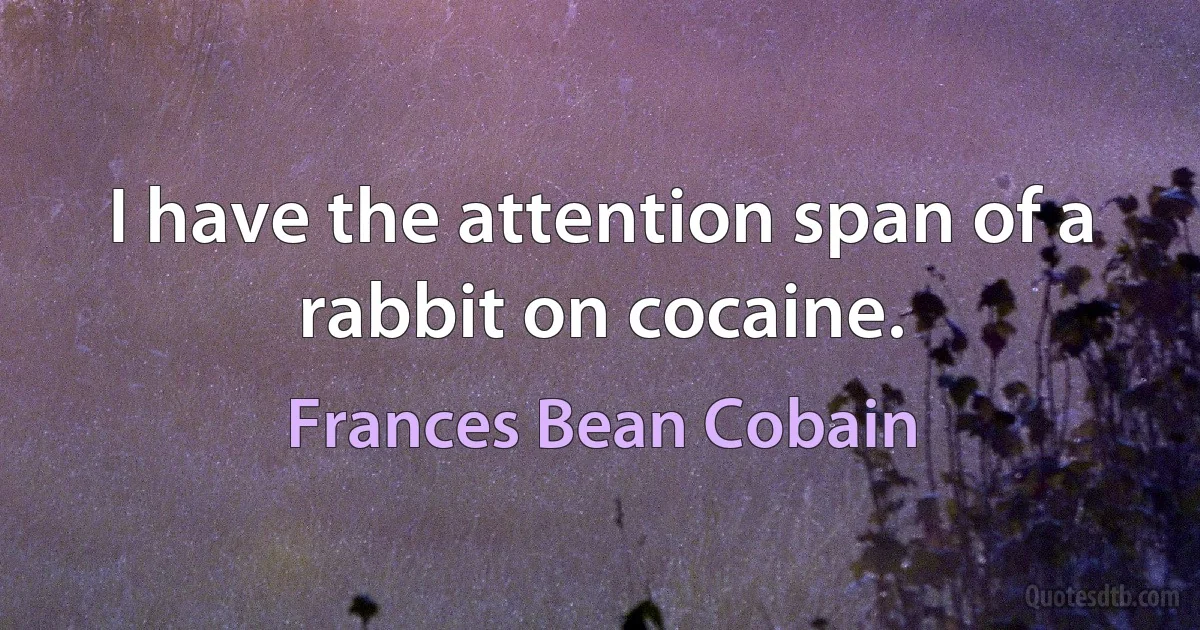 I have the attention span of a rabbit on cocaine. (Frances Bean Cobain)