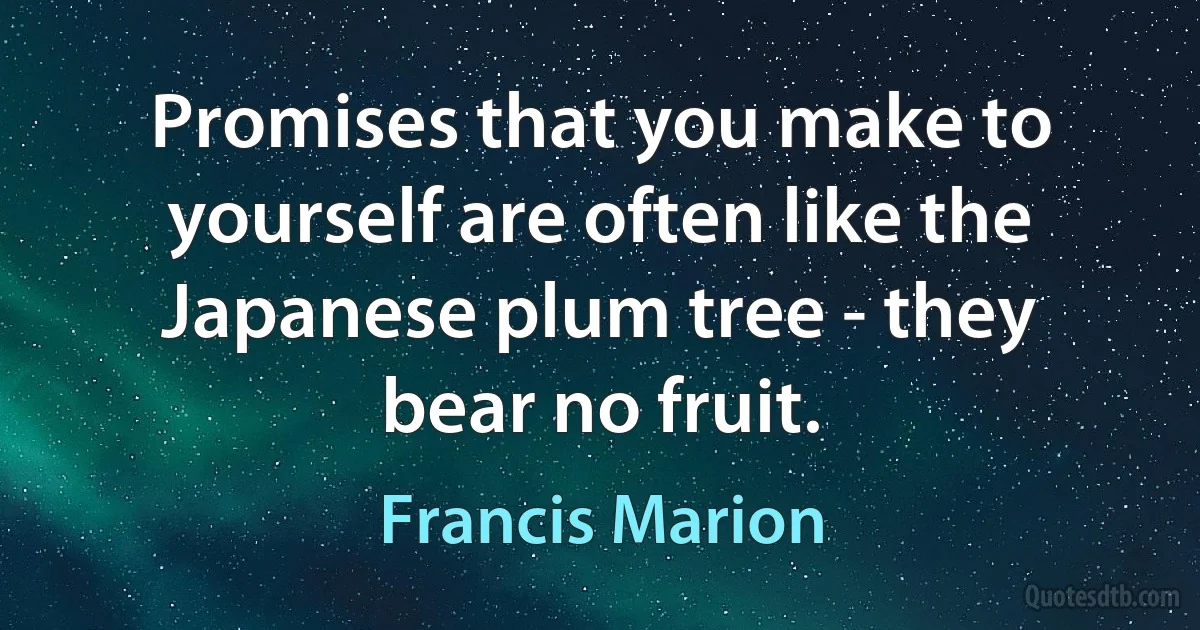 Promises that you make to yourself are often like the Japanese plum tree - they bear no fruit. (Francis Marion)