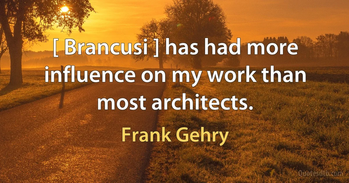 [ Brancusi ] has had more influence on my work than most architects. (Frank Gehry)