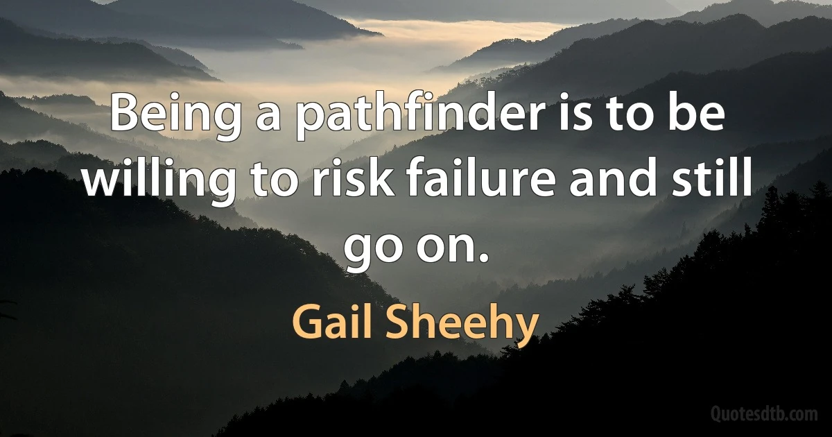 Being a pathfinder is to be willing to risk failure and still go on. (Gail Sheehy)