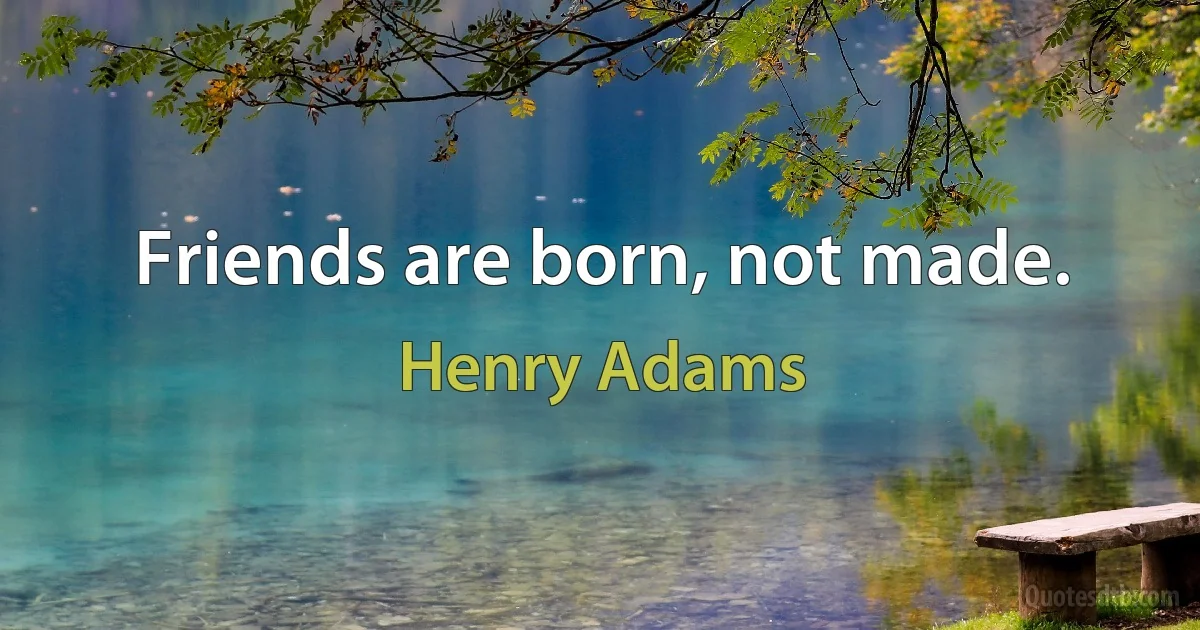 Friends are born, not made. (Henry Adams)