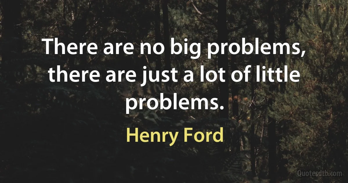 There are no big problems, there are just a lot of little problems. (Henry Ford)