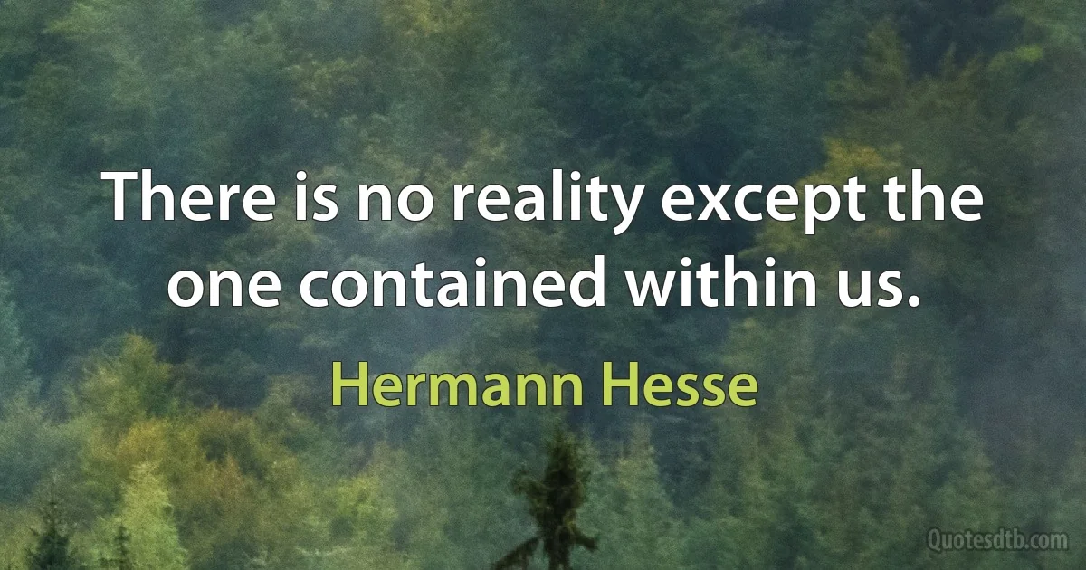 There is no reality except the one contained within us. (Hermann Hesse)