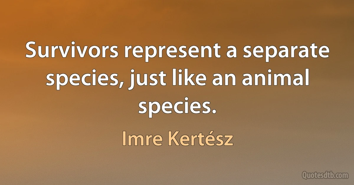 Survivors represent a separate species, just like an animal species. (Imre Kertész)