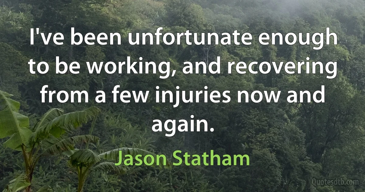 I've been unfortunate enough to be working, and recovering from a few injuries now and again. (Jason Statham)