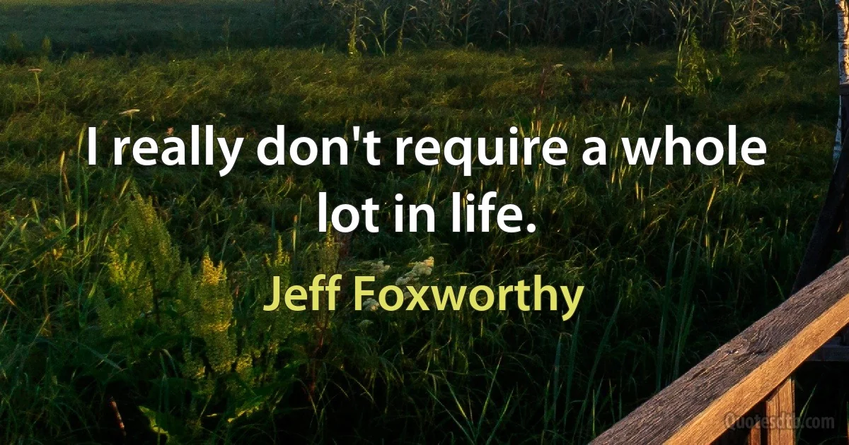 I really don't require a whole lot in life. (Jeff Foxworthy)