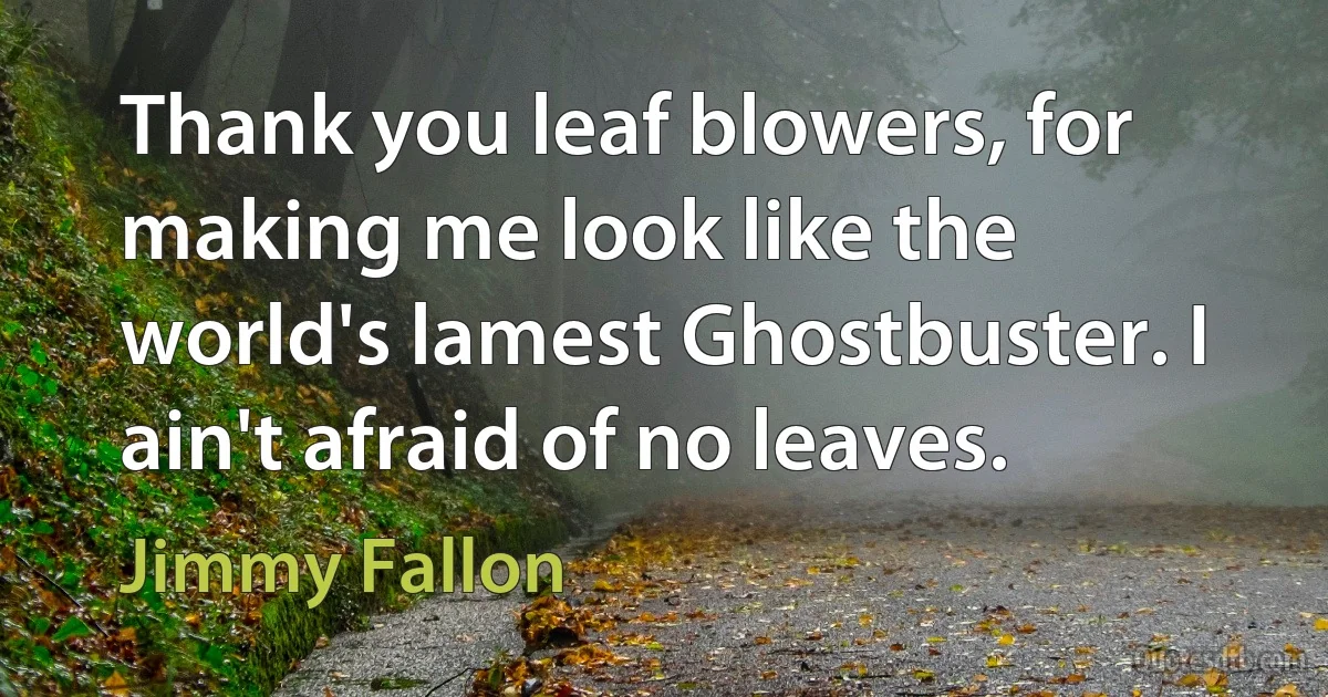 Thank you leaf blowers, for making me look like the world's lamest Ghostbuster. I ain't afraid of no leaves. (Jimmy Fallon)