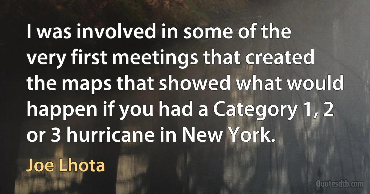 I was involved in some of the very first meetings that created the maps that showed what would happen if you had a Category 1, 2 or 3 hurricane in New York. (Joe Lhota)