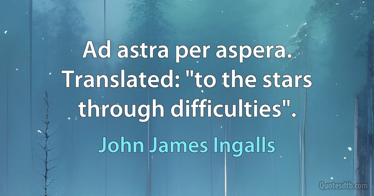 Ad astra per aspera. Translated: "to the stars through difficulties". (John James Ingalls)