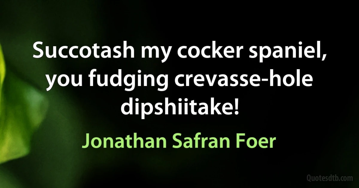 Succotash my cocker spaniel, you fudging crevasse-hole dipshiitake! (Jonathan Safran Foer)