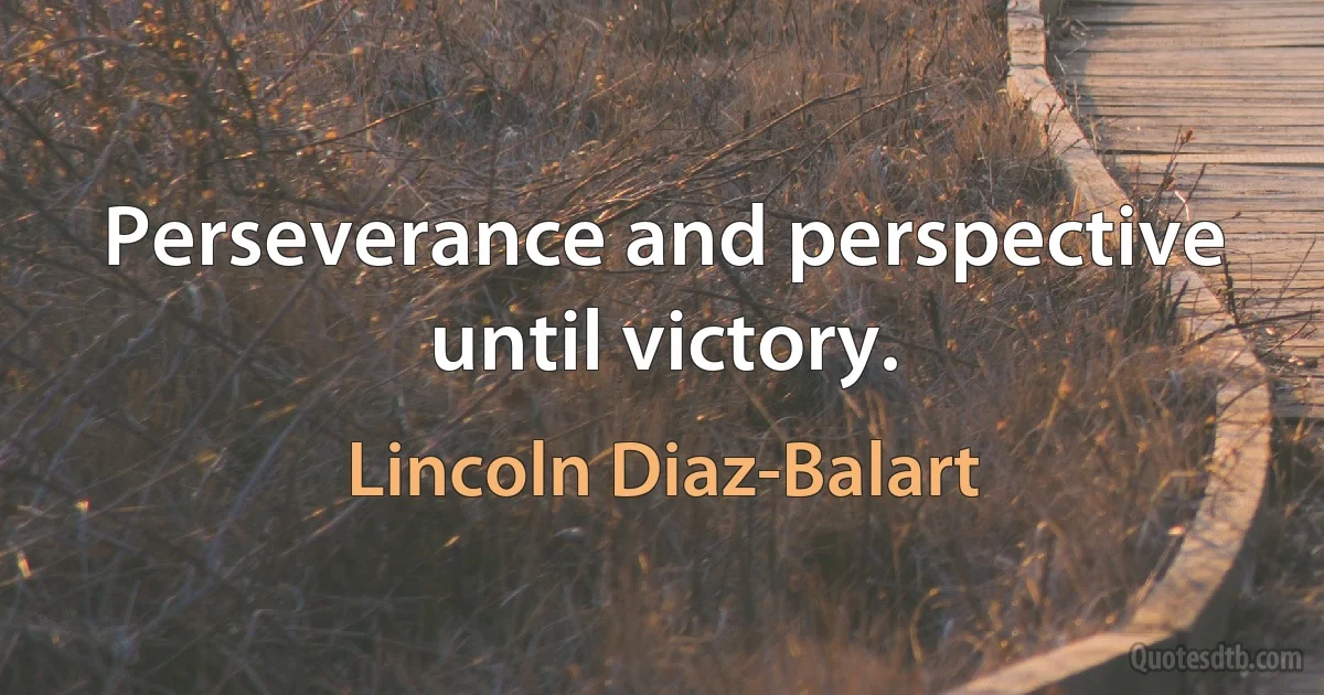 Perseverance and perspective until victory. (Lincoln Diaz-Balart)