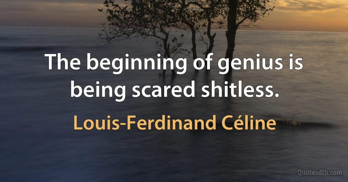 The beginning of genius is being scared shitless. (Louis-Ferdinand Céline)