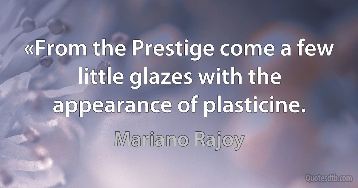 «From the Prestige come a few little glazes with the appearance of plasticine. (Mariano Rajoy)