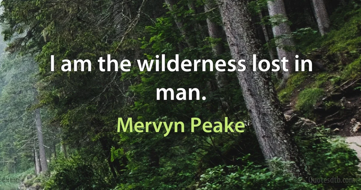 I am the wilderness lost in man. (Mervyn Peake)