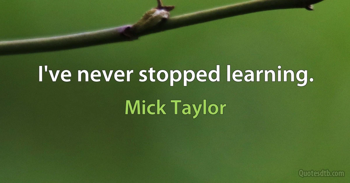 I've never stopped learning. (Mick Taylor)