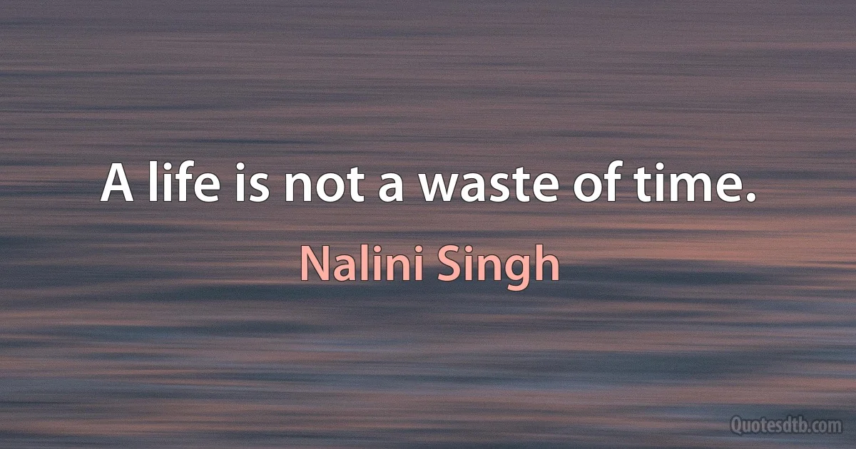 A life is not a waste of time. (Nalini Singh)