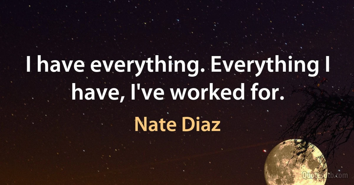 I have everything. Everything I have, I've worked for. (Nate Diaz)