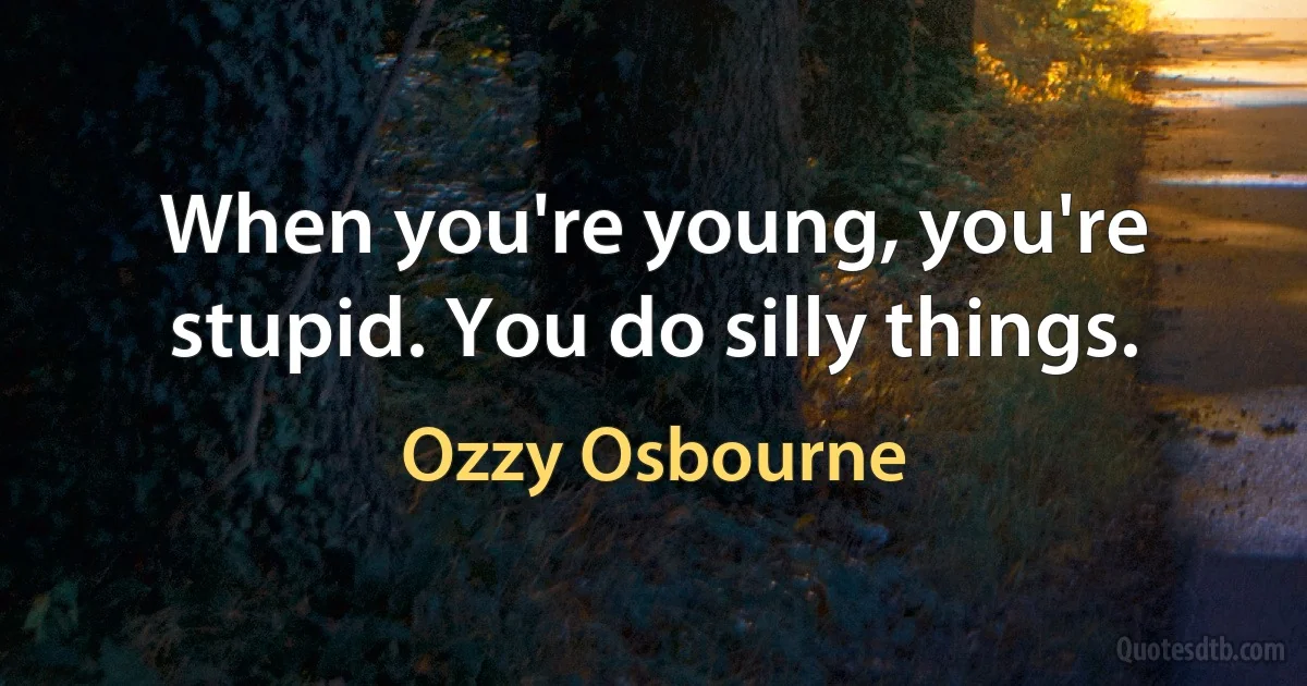 When you're young, you're stupid. You do silly things. (Ozzy Osbourne)