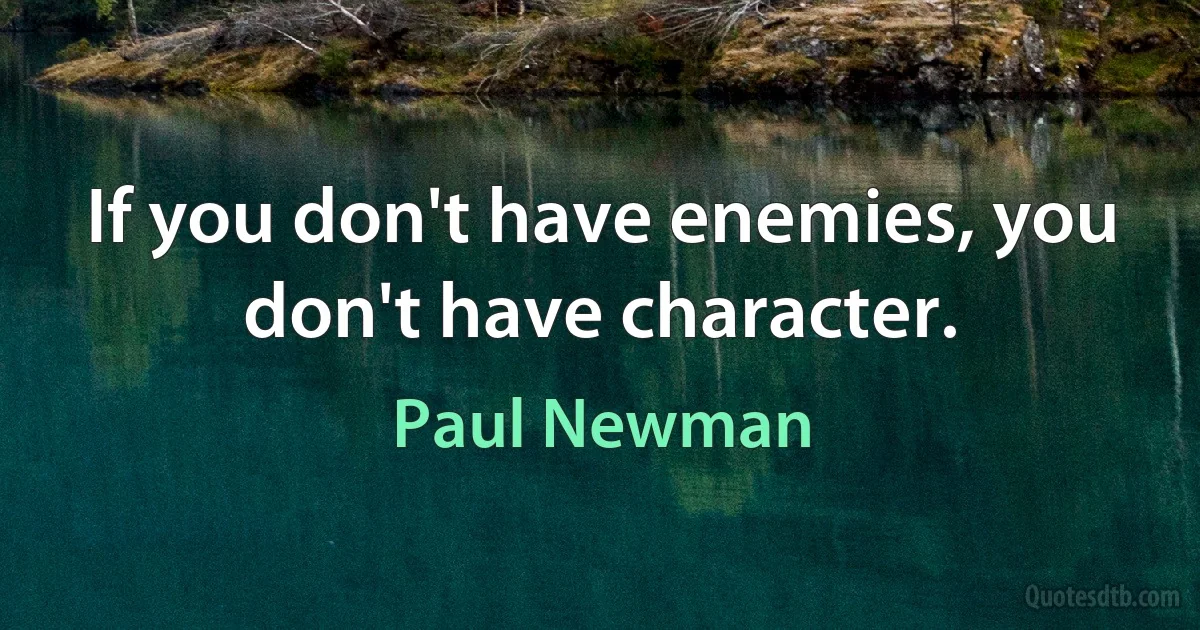 If you don't have enemies, you don't have character. (Paul Newman)