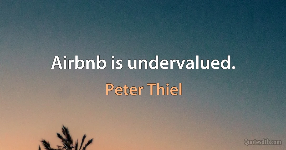 Airbnb is undervalued. (Peter Thiel)