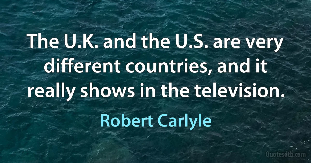 The U.K. and the U.S. are very different countries, and it really shows in the television. (Robert Carlyle)