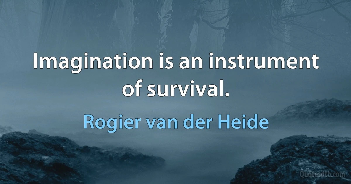 Imagination is an instrument of survival. (Rogier van der Heide)