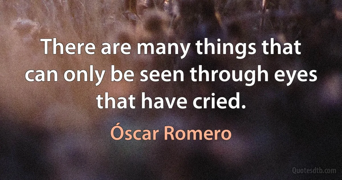 There are many things that can only be seen through eyes that have cried. (Óscar Romero)