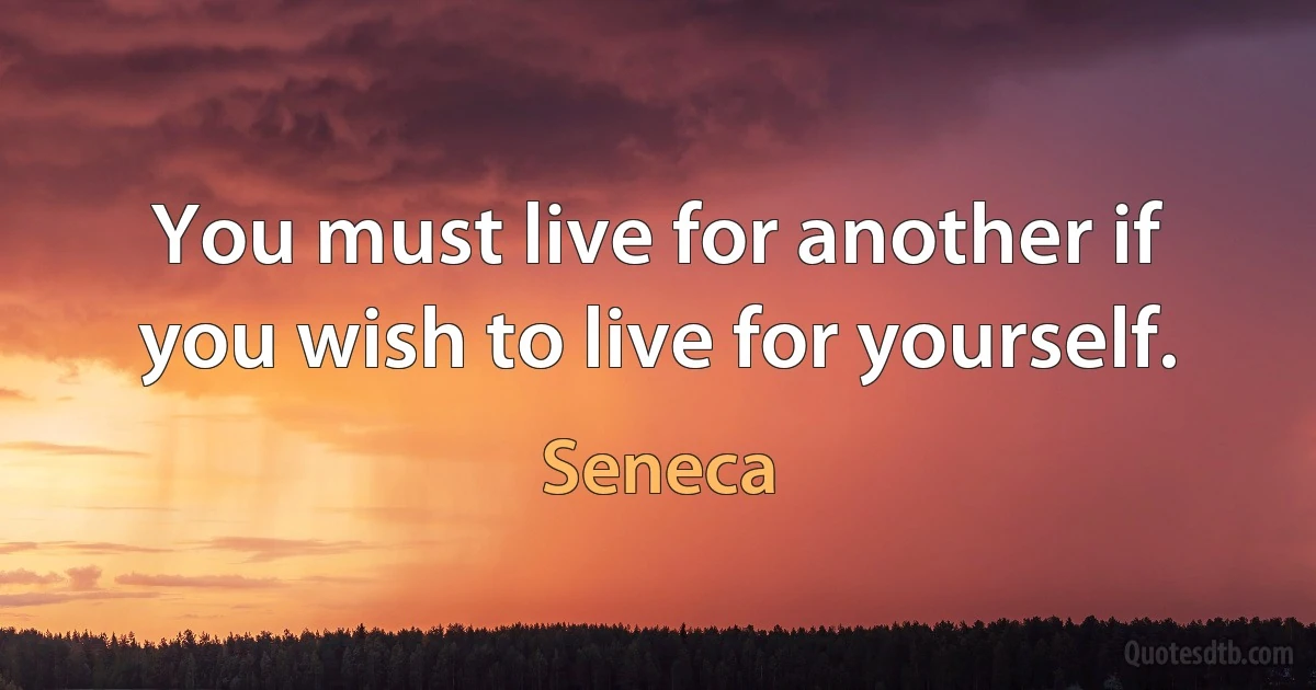 You must live for another if you wish to live for yourself. (Seneca)