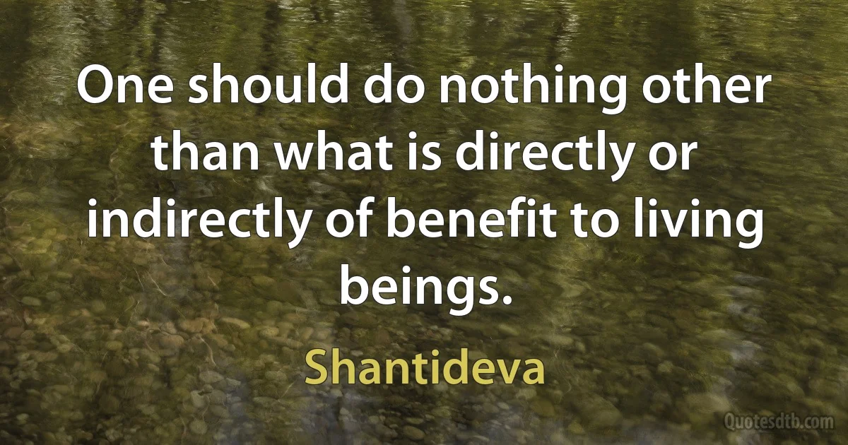 One should do nothing other than what is directly or indirectly of benefit to living beings. (Shantideva)