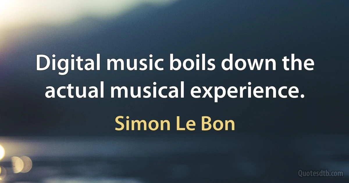 Digital music boils down the actual musical experience. (Simon Le Bon)