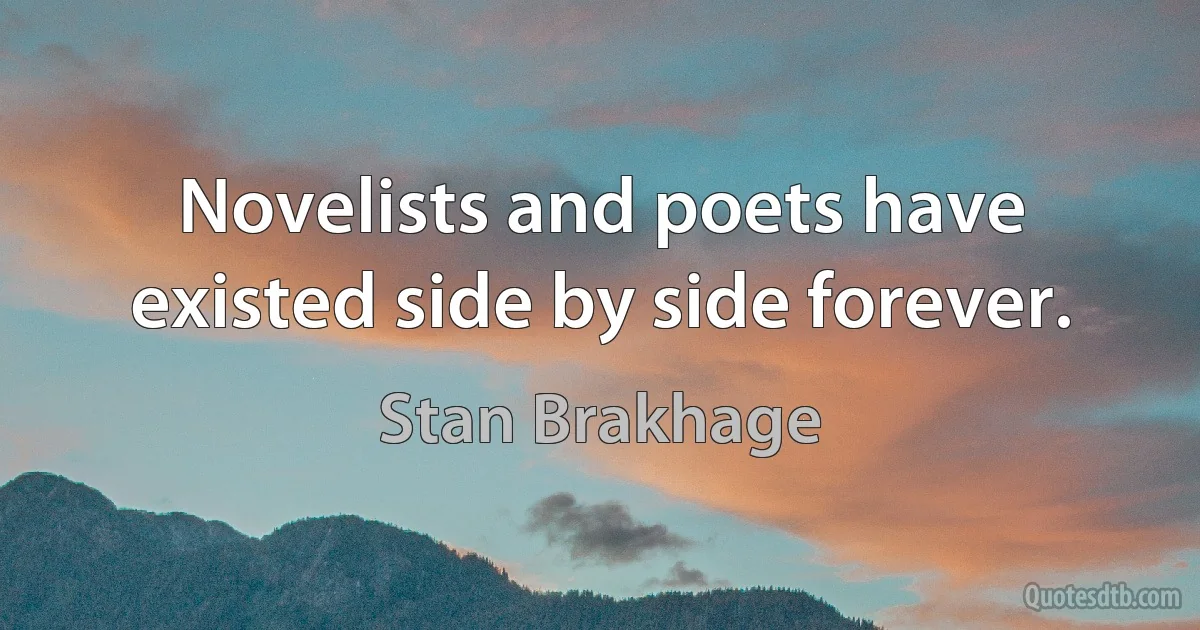 Novelists and poets have existed side by side forever. (Stan Brakhage)