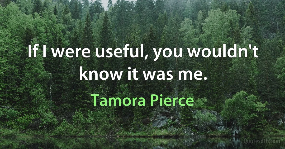 If I were useful, you wouldn't know it was me. (Tamora Pierce)