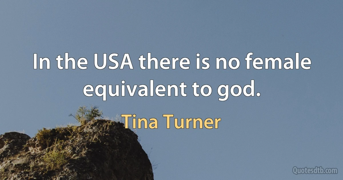 In the USA there is no female equivalent to god. (Tina Turner)