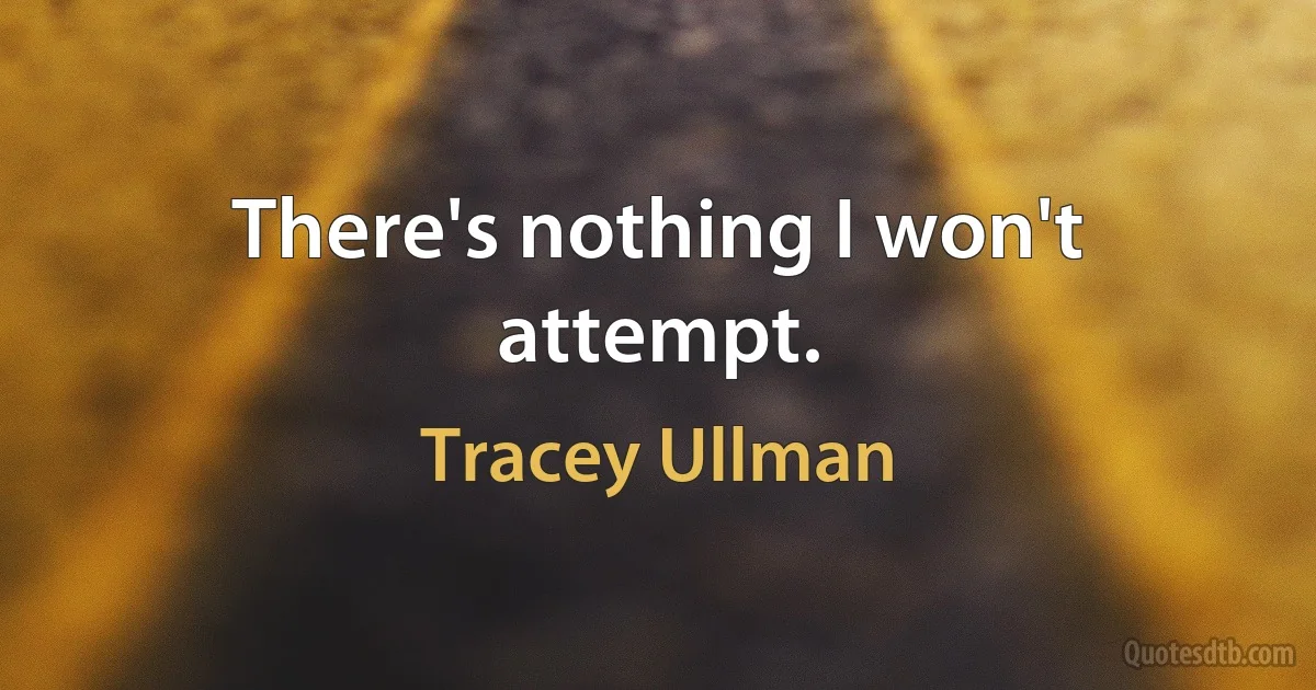 There's nothing I won't attempt. (Tracey Ullman)