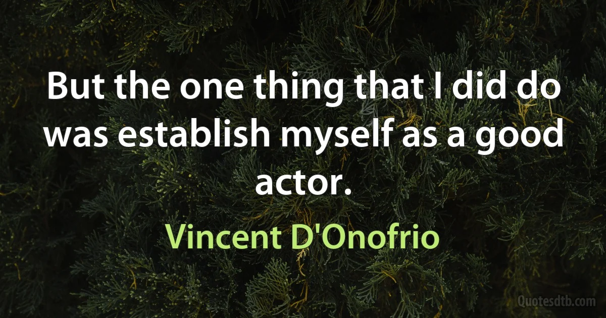 But the one thing that I did do was establish myself as a good actor. (Vincent D'Onofrio)