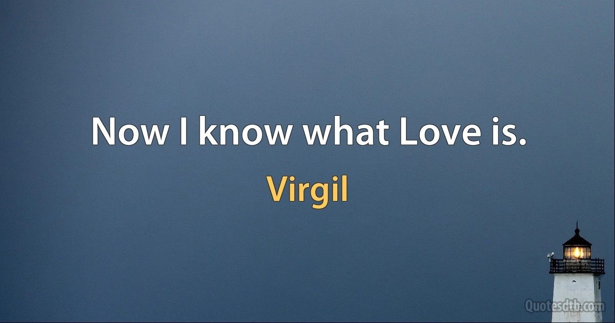 Now I know what Love is. (Virgil)