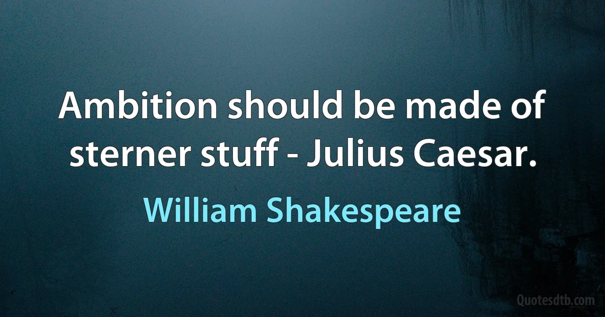 Ambition should be made of sterner stuff - Julius Caesar. (William Shakespeare)