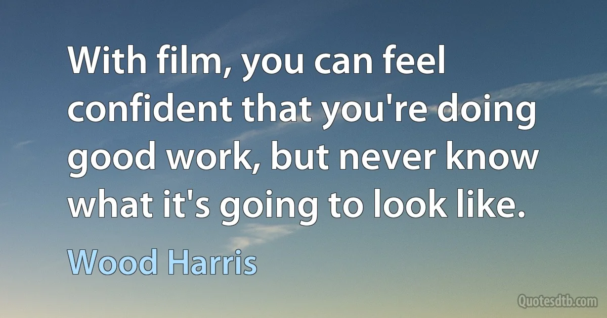 With film, you can feel confident that you're doing good work, but never know what it's going to look like. (Wood Harris)