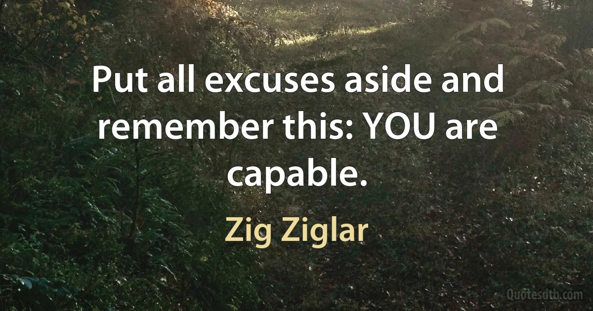 Put all excuses aside and remember this: YOU are capable. (Zig Ziglar)