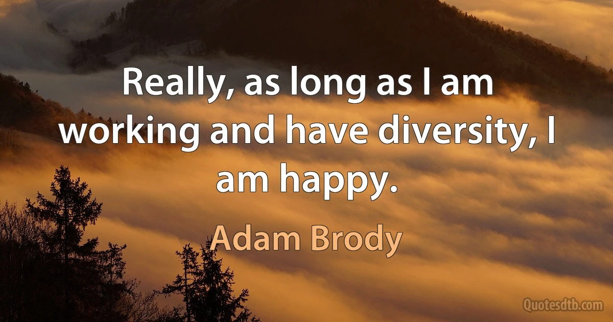 Really, as long as I am working and have diversity, I am happy. (Adam Brody)