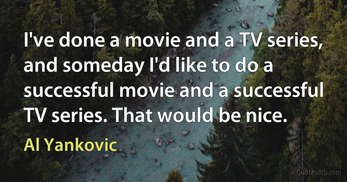 I've done a movie and a TV series, and someday I'd like to do a successful movie and a successful TV series. That would be nice. (Al Yankovic)