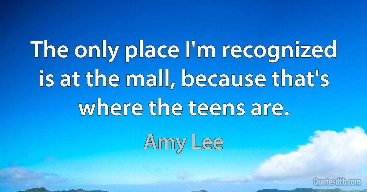 The only place I'm recognized is at the mall, because that's where the teens are. (Amy Lee)