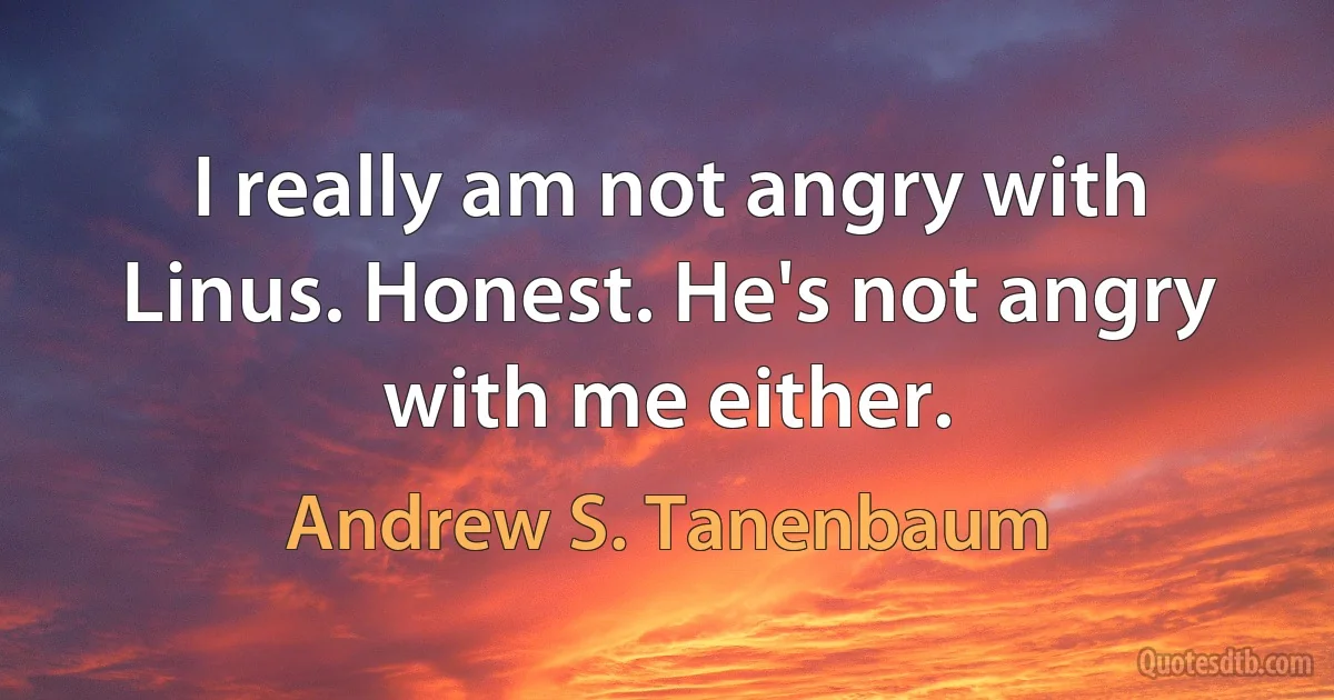 I really am not angry with Linus. Honest. He's not angry with me either. (Andrew S. Tanenbaum)